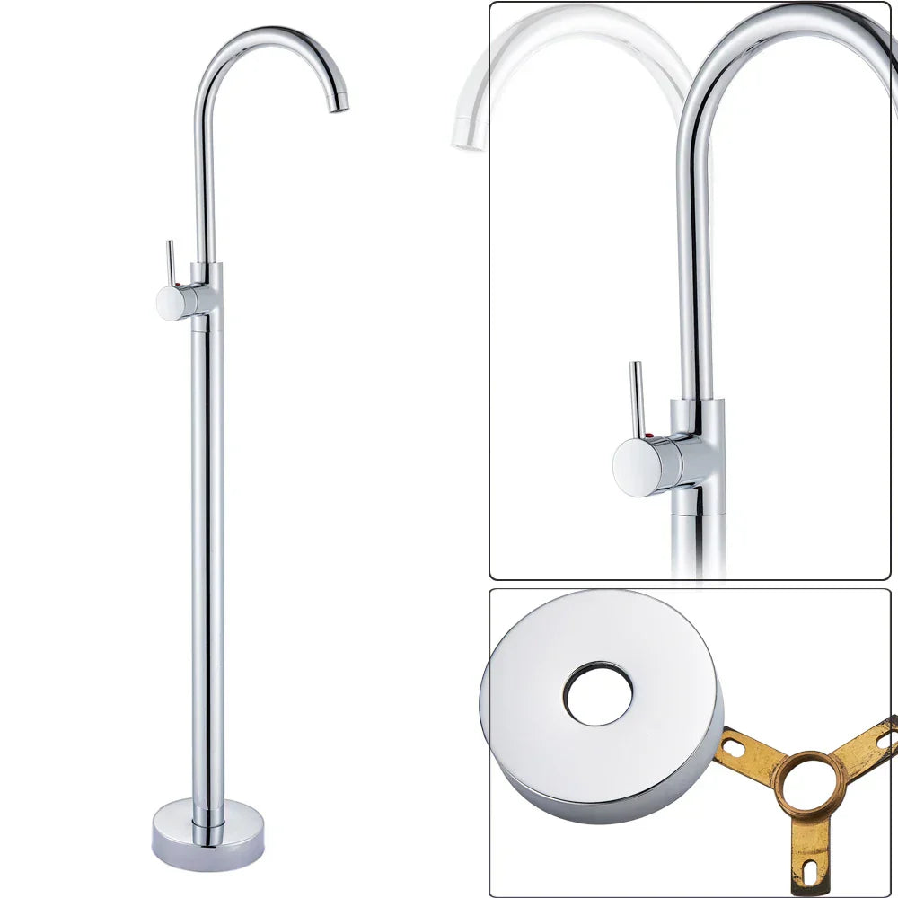 DecorBites™ Black Bronze Bath Shower Tub Faucet Floor Mounted Rotate Spout Hot Cold Tap