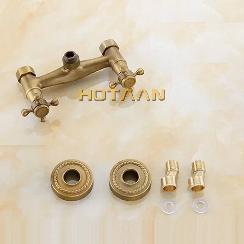 DecorBites™ Antique Brass Hand Held Shower Kit - Wall Mounted Bathroom Shower Faucet