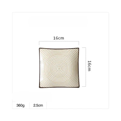 DecorBites™ Bone China Porcelain Square Dinner Plate - Blue and White Plant Design