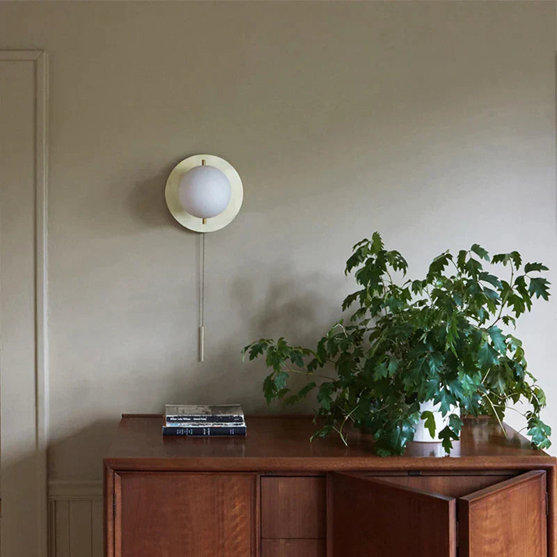 DecorBites™ Glass Round Wall Lamp Brass Wall Light for Living Room & Bedroom