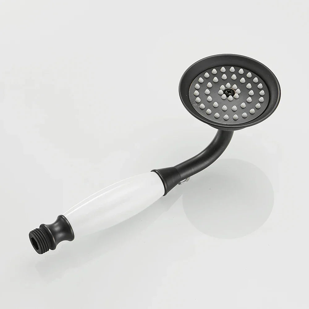DecorBites™ Antique Brass Hand Held Shower with Luxury Ceramics - Round Rainfall Faucet