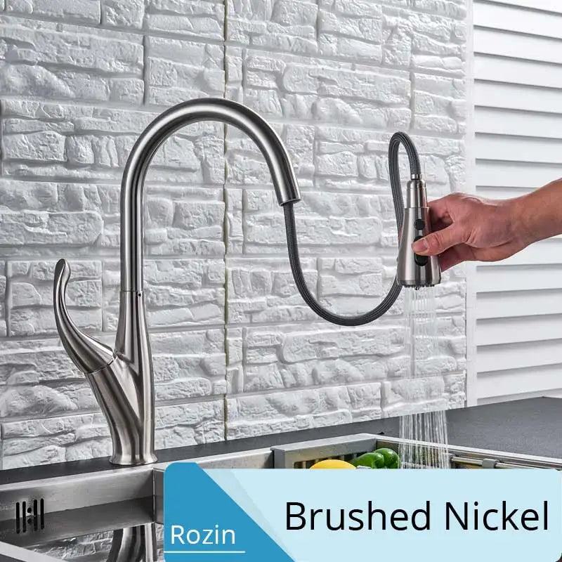 DecorBites™ Black Kitchen Faucet Pull Out Mixer with Single Handle and Stream Spray