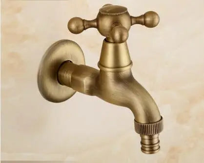 DecorBites™ Dragon Carved Antique Brass Garden Bibcocks Single Cold Tap for Outdoor ★