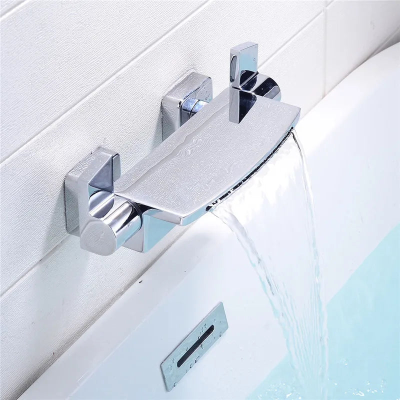 DecorBites™ Brushed Gold Tub Shower Faucet Set with Waterfall Handheld Mixer