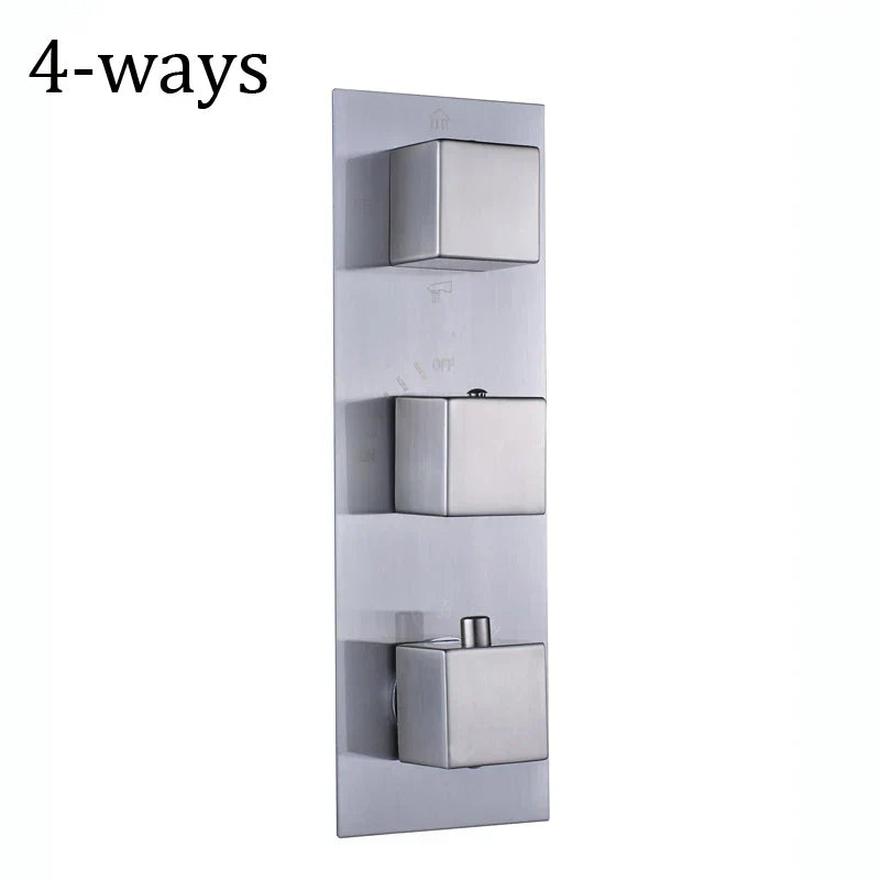 DecorBites™ Brushed Nickel Thermostatic Mixer Valve for Three Handle Shower Control