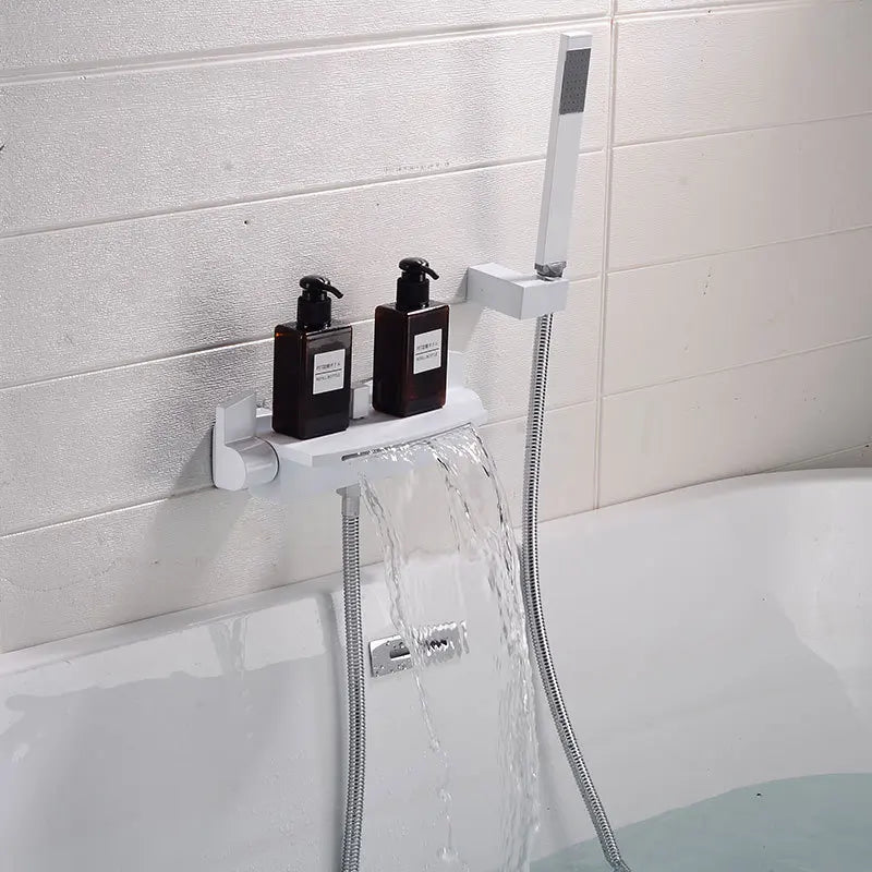 DecorBites™ Brushed Gold Tub Shower Faucet Set with Waterfall Handheld Mixer