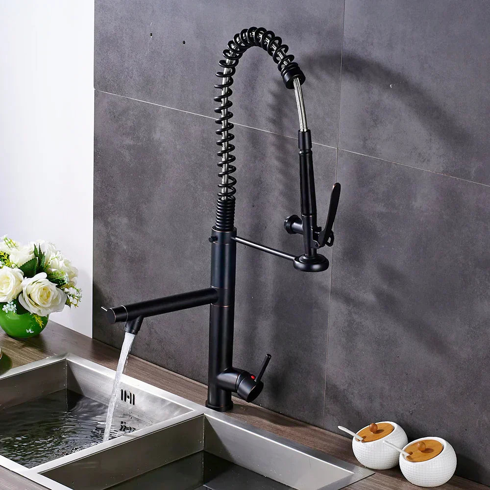 DecorBites™ Black Bronze Kitchen Mixer Faucet with 360 Rotation - Single Handle Sink Tap