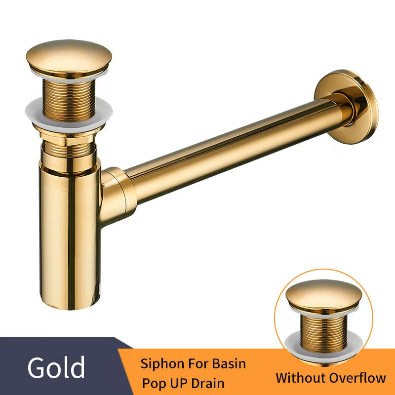 DecorBites™ Brass Round Bottle Trap Oil Rubbed Bronze Black Siphon for Bathroom Vanity