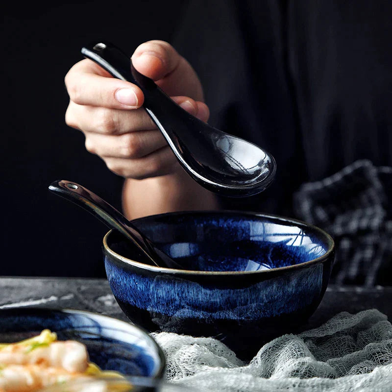 DecorBites™ Kiln Glazed Ceramic Noodle Bowl - Large Soup Bowl for Ramen, Rice, and Salad
