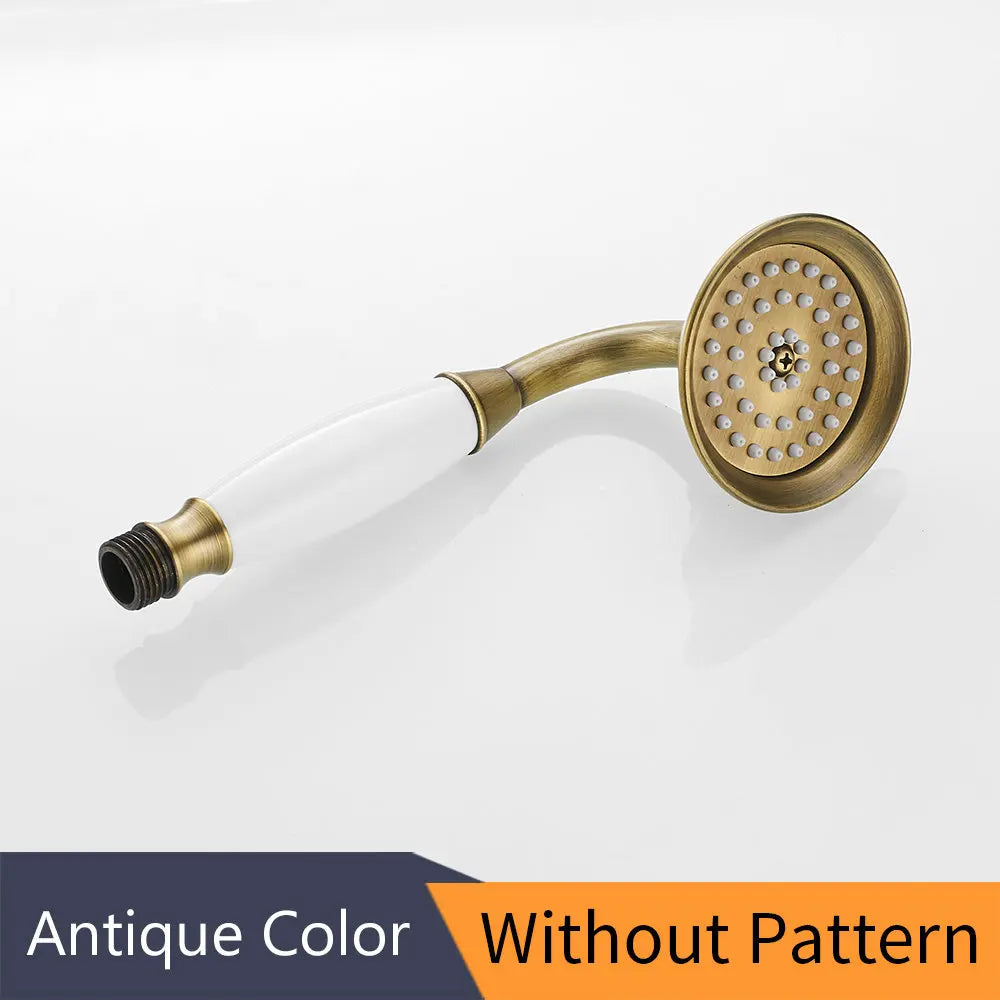 DecorBites™ Antique Brass Hand Held Shower with Luxury Ceramics - Round Rainfall Faucet