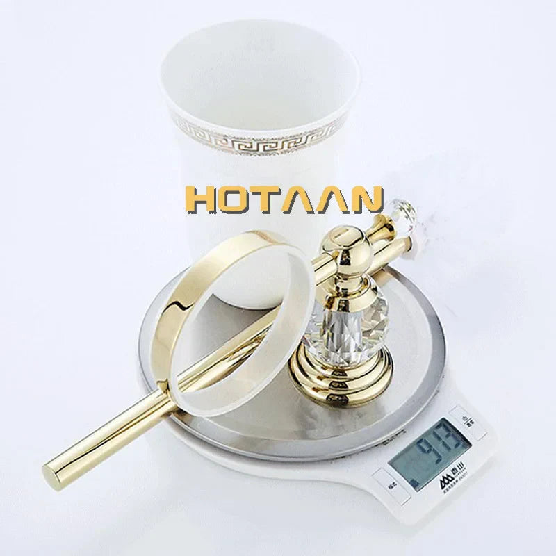 DecorBites™ Gold Ceramic Wall Mount Toilet Brush Holder Standard Size
