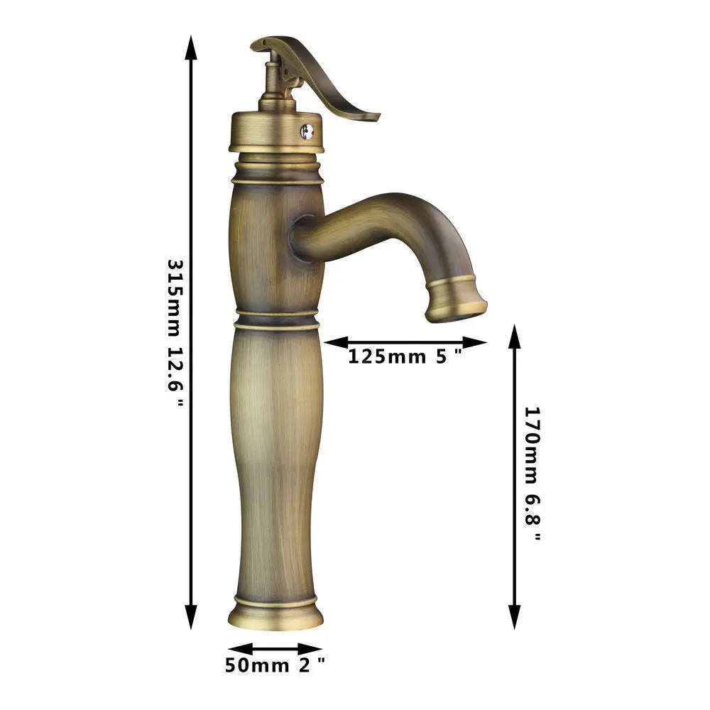 DecorBites™ Antique Brass Swivel Bathroom Faucet Mixer Tap with Single Handle