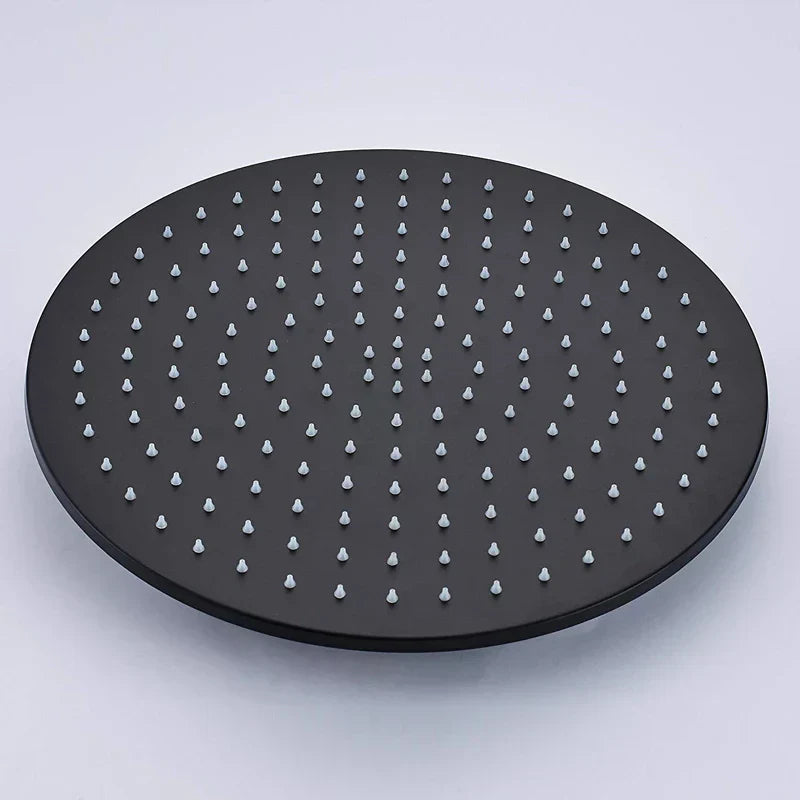 DecorBites™ 16" Black Round Brass Ceiling Mounted Large Rain Shower Head Faucet