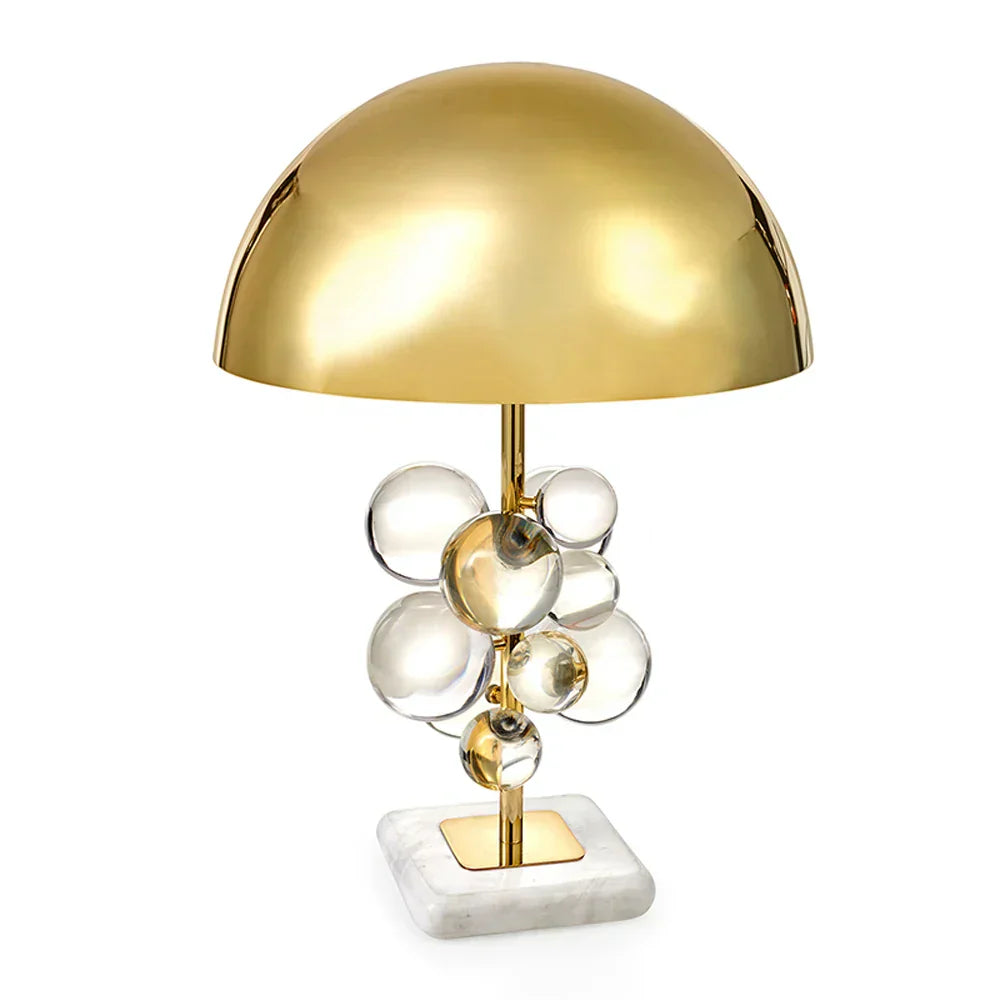 DecorBites™ Crystal Bubble LED Desk Lamp - Art Deco Style, Clear Colorized, Marble Base