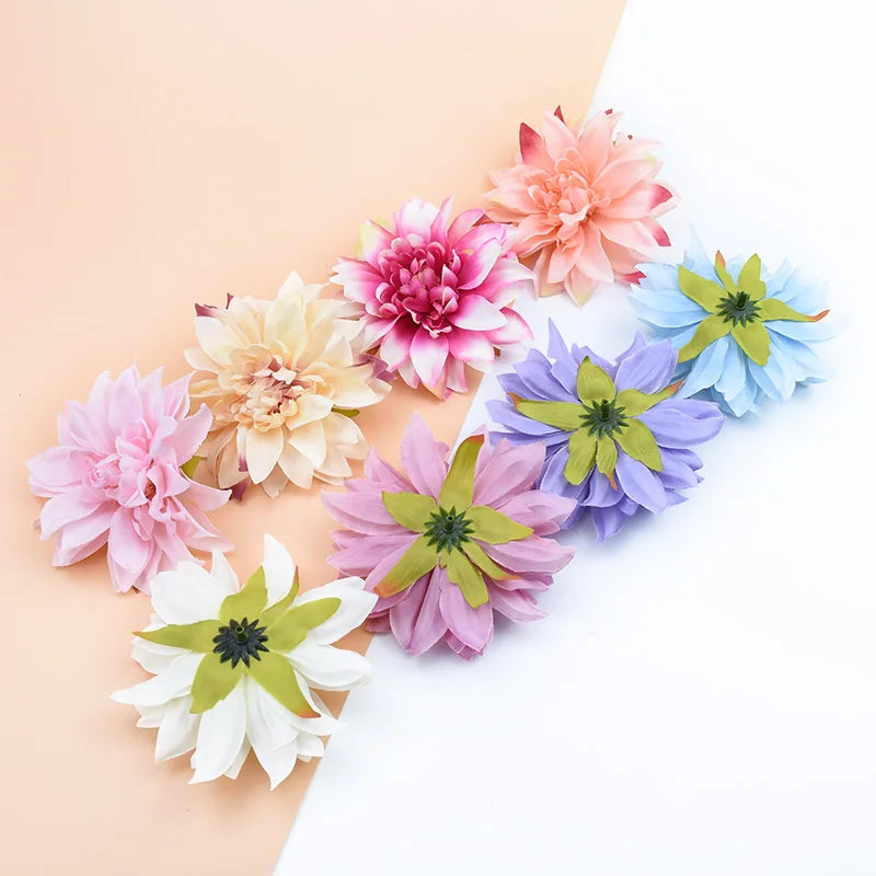DecorBites™ 10pcs Silk Gerbera Decorative Flowers for Home Wedding DIY - Fake Stamen Brooch