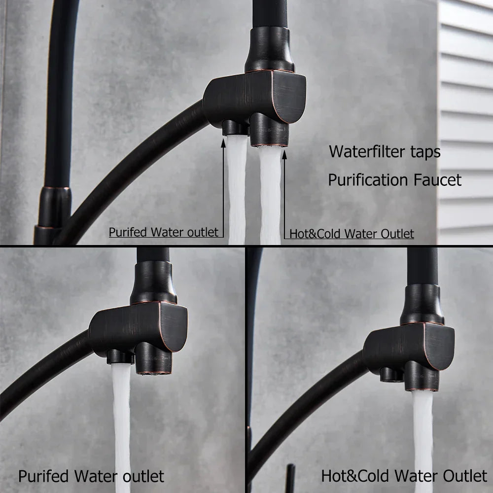 DecorBites™ Dual Spout Dual Handles Kitchen Faucet with Hot and Cold Mixer for Pure Water