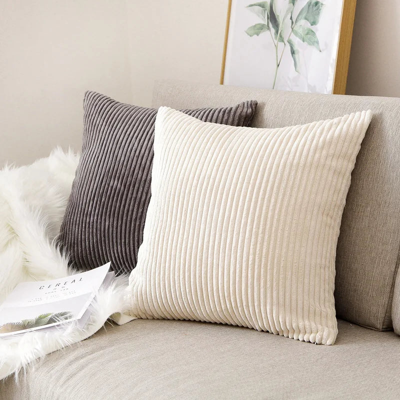 DecorBites™ Corduroy Flocking Velvet Pillow Cover, Soft Home Decor, 45x45cm/60x60cm