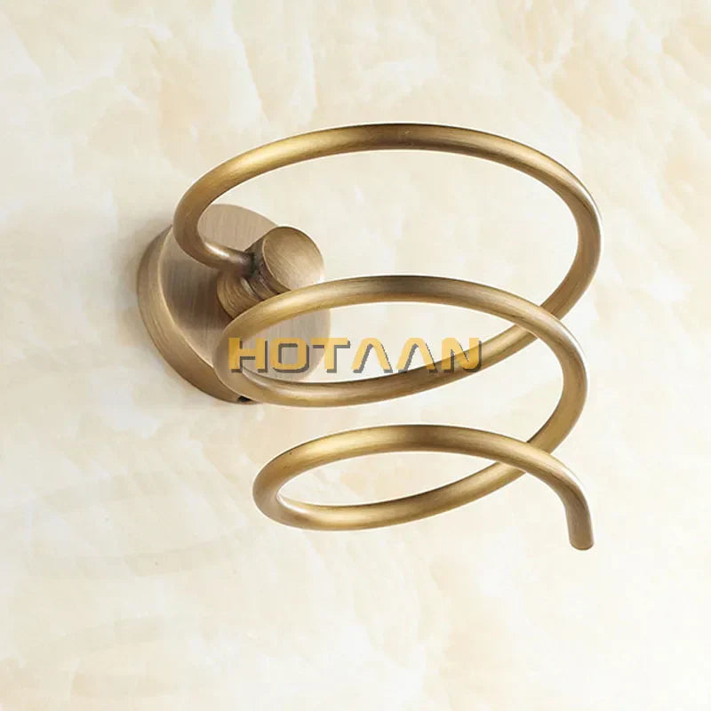 DecorBites™ Brass Hair Dryer Holder Stand Rack Shelf - Solid & Anti-Rust