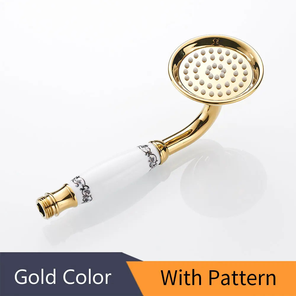 DecorBites™ Antique Brass Hand Held Shower with Luxury Ceramics - Round Rainfall Faucet