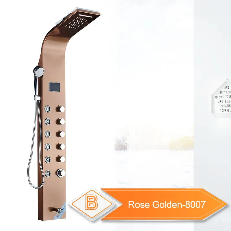 DecorBites™ LED Rain Waterfall Shower Panel with Massage Jets and Bidet Sprayer
