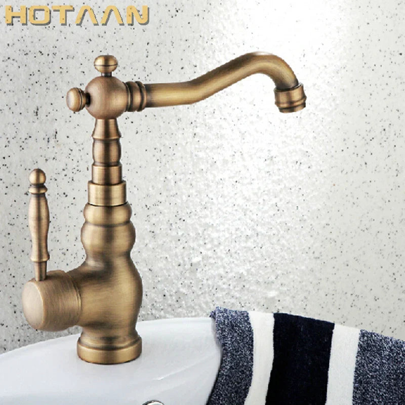 DecorBites™ Antique Brass Basin Faucet, Bathroom Mixer Tap, Basin Faucet YT-5047