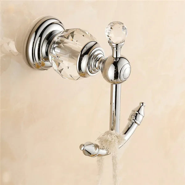 DecorBites™ Crystal Brass Gold Robe Hook | European Style Towel Rack & Clothes Hook