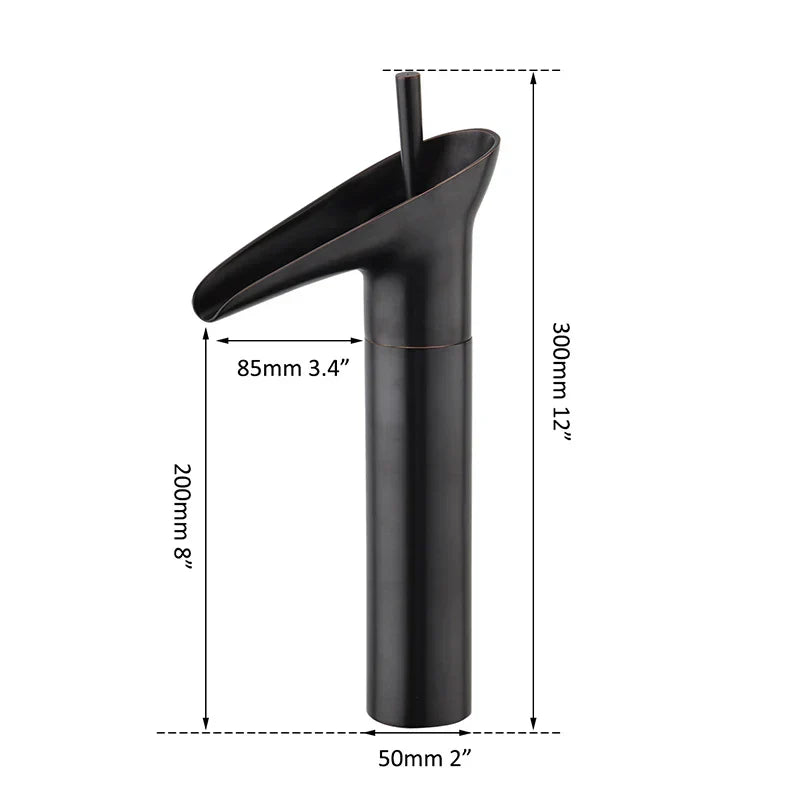 DecorBites™ Golden Waterfall Bathroom Faucet Mixer Tap Tall Sink Deck Mounted