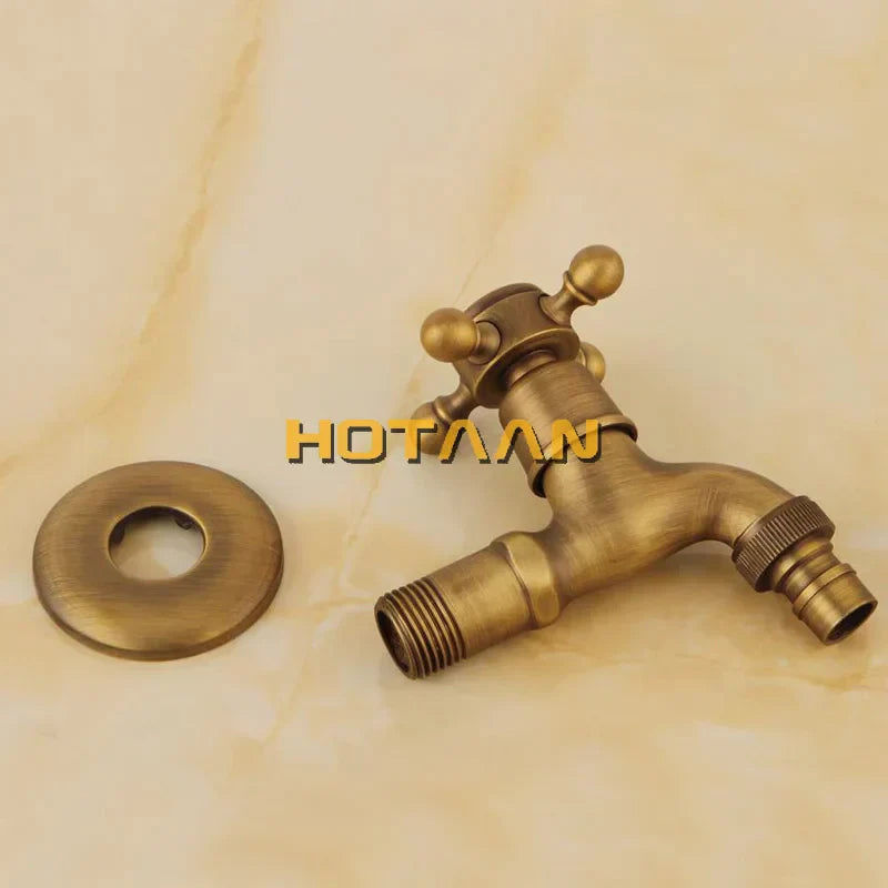 DecorBites™ Antique Brass Finish Wall Mount Garden Bibcock Faucet
