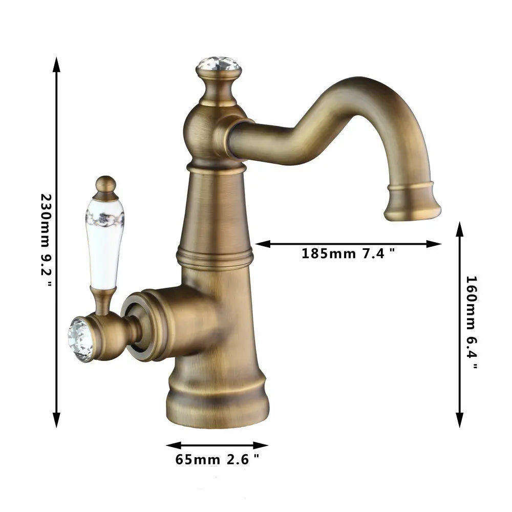 DecorBites™ Antique Brass Swivel Bathroom Faucet Mixer Tap with Single Handle