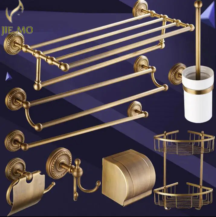 DecorBites™ Copper Bathroom Accessories Set: Towel Rack, Bar, Cup Holder, Paper Holder, Cloth Hook