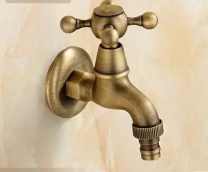 DecorBites™ Dragon Carved Antique Brass Garden Bibcocks Single Cold Tap for Outdoor ★