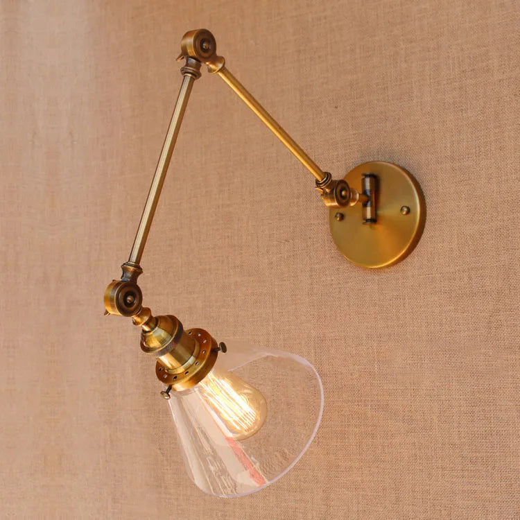 DecorBites™ Antique Brass Loft Industrial Wall Lamp Swing Arm Sconce