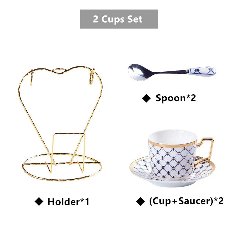 DecorBites™ Gold Porcelain Coffee & Tea Set, Elegant Bone China Luxury Ceramics