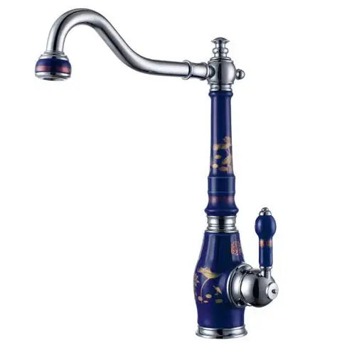 DecorBites™ Brass Porcelain Kitchen Faucet, Chrome Finish Swivel Basin Sink Mixer