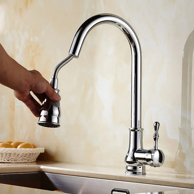 DecorBites™ Brushed Nickel Pull Out Kitchen Faucet Single Lever Sprayer
