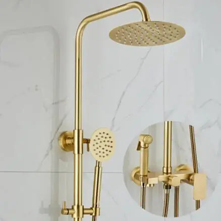 DecorBites™ Brushed Gold Bath & Shower Faucet Set for Luxurious Rainfall Experience