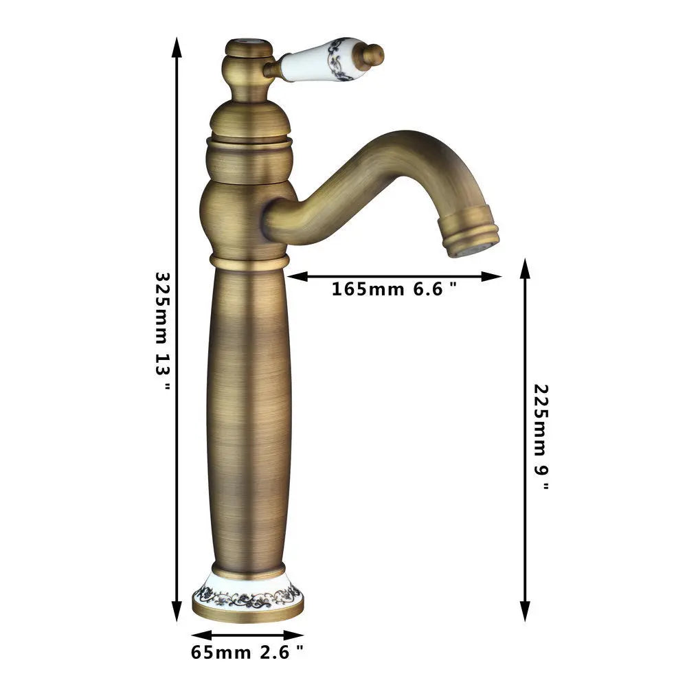 DecorBites™ Antique Brass Swivel Bathroom Faucet Mixer Tap with Single Handle