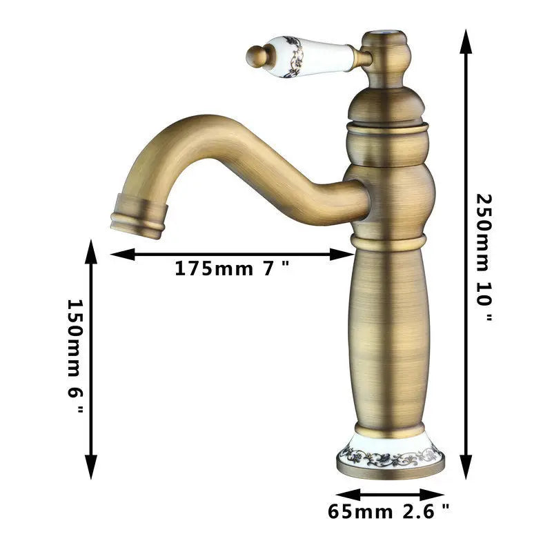 DecorBites™ Antique Brass Swivel Bathroom Faucet Mixer Tap with Single Handle