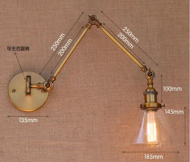 DecorBites™ Antique Brass Loft Industrial Wall Lamp Swing Arm Sconce