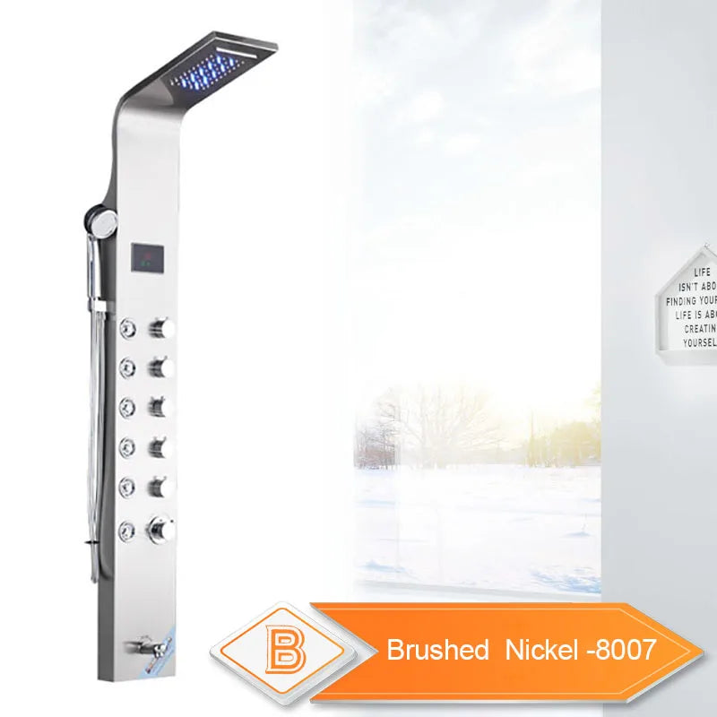 DecorBites™ LED Rain Waterfall Shower Panel with Massage Jets and Bidet Sprayer