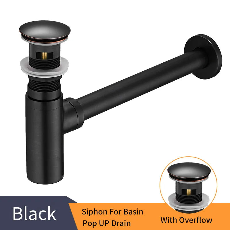 DecorBites™ Brass Round Bottle Trap Oil Rubbed Bronze Pop Up Drain WF-6920