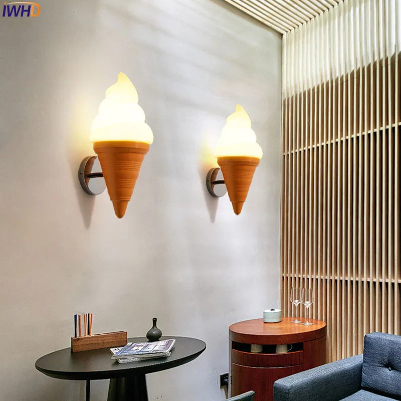 DecorBites™ Ice Cream LED Wall Sconce: Modern Kids Room & Bar Lighting Fixtures