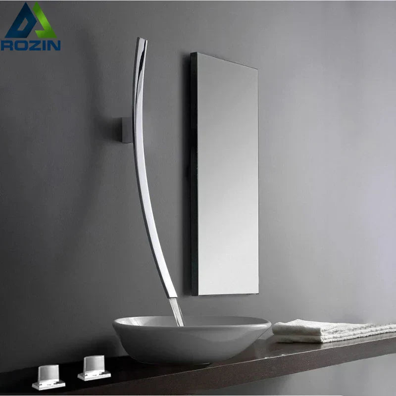 DecorBites™ 70cm Wall Mounted Black Bronze Waterfall Basin Mixer Tap
