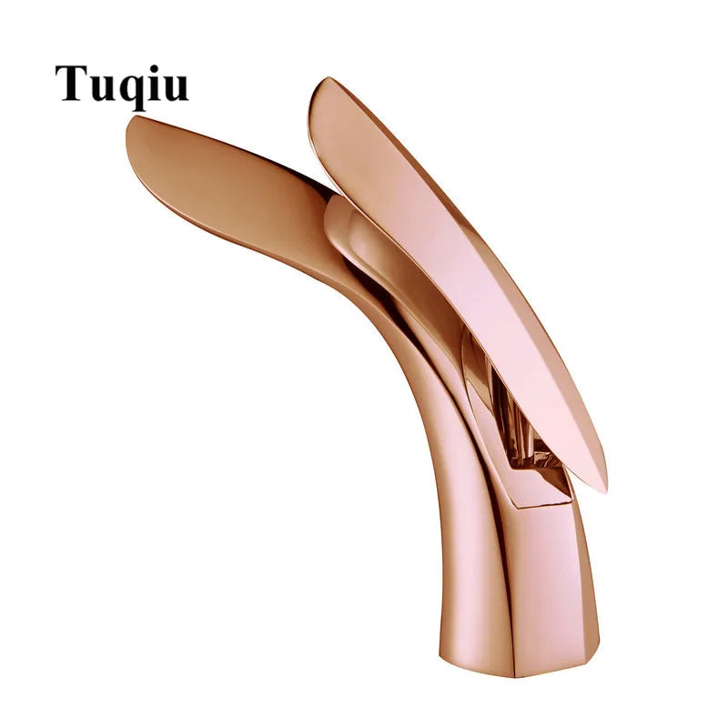 DecorBites™ Gold Brass Bathroom Faucet Single Handle Basin Mixer Tap - Rose Gold