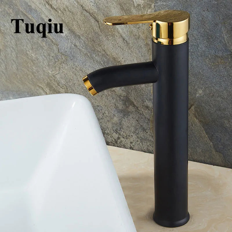 DecorBites™ Black Single Handle Luxury Bathroom Faucet Switch Mixer Taps for Wash Basin