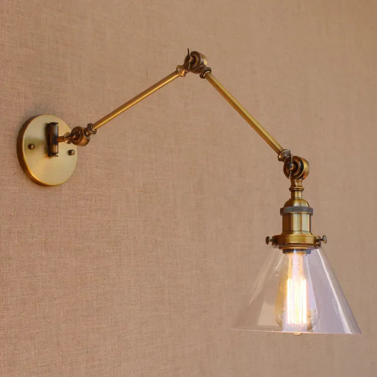 DecorBites™ Antique Brass Loft Industrial Wall Lamp Swing Arm Sconce