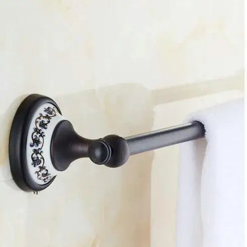 DecorBites™ Black Porcelain Brass Bathroom Accessories Set