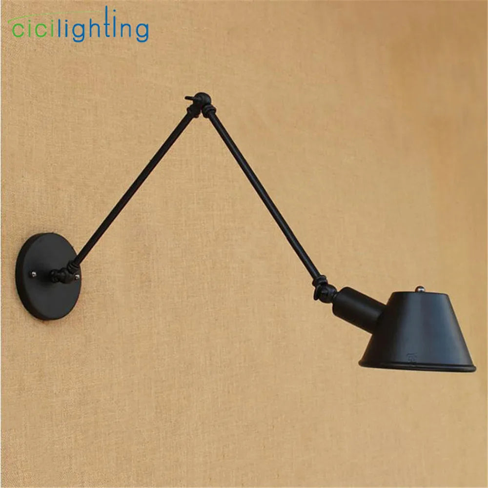 DecorBites™ Antique Metal Shade Double Swing Arms Wall Lights for Home Office Study