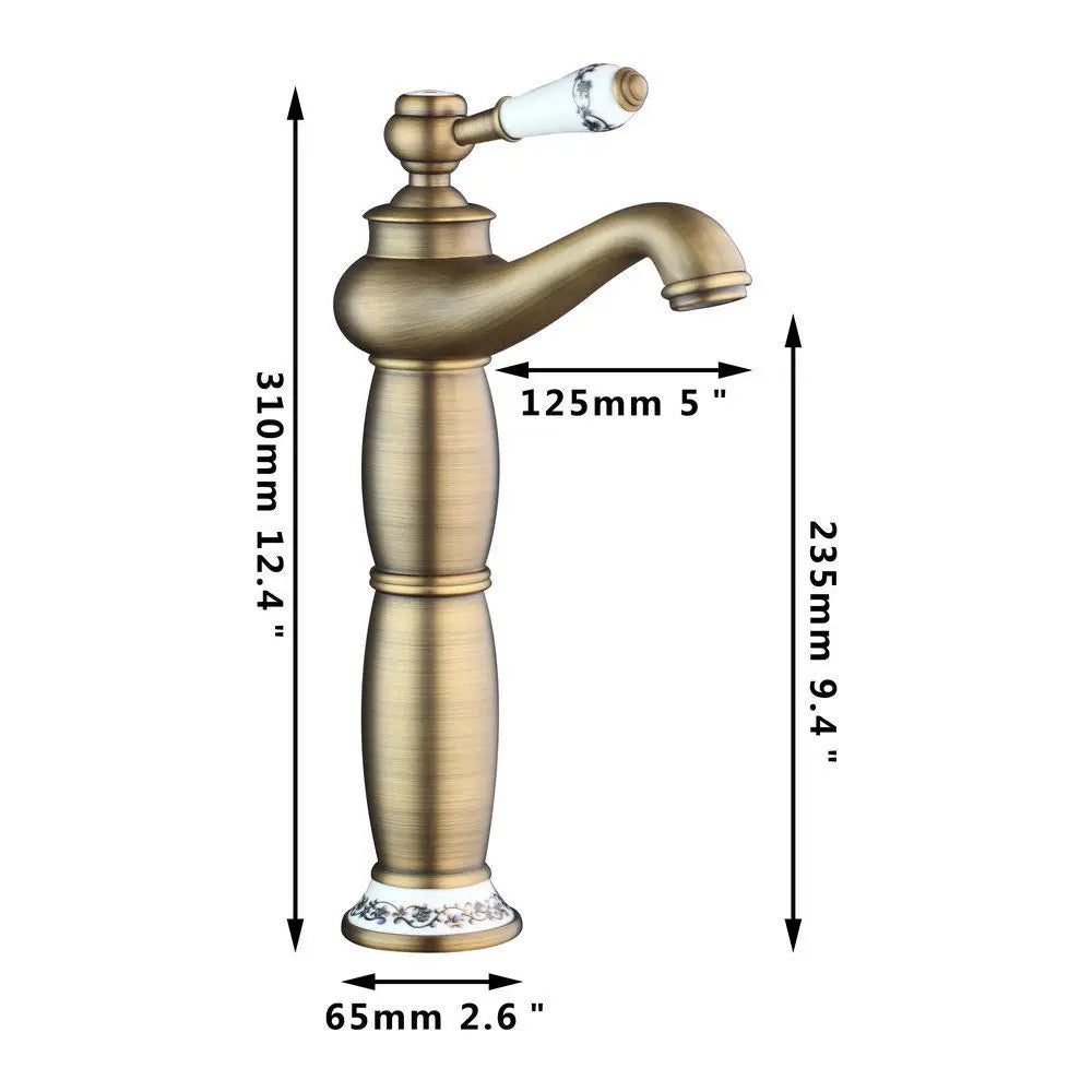 DecorBites™ Antique Brass Swivel Bathroom Faucet Mixer Tap with Single Handle