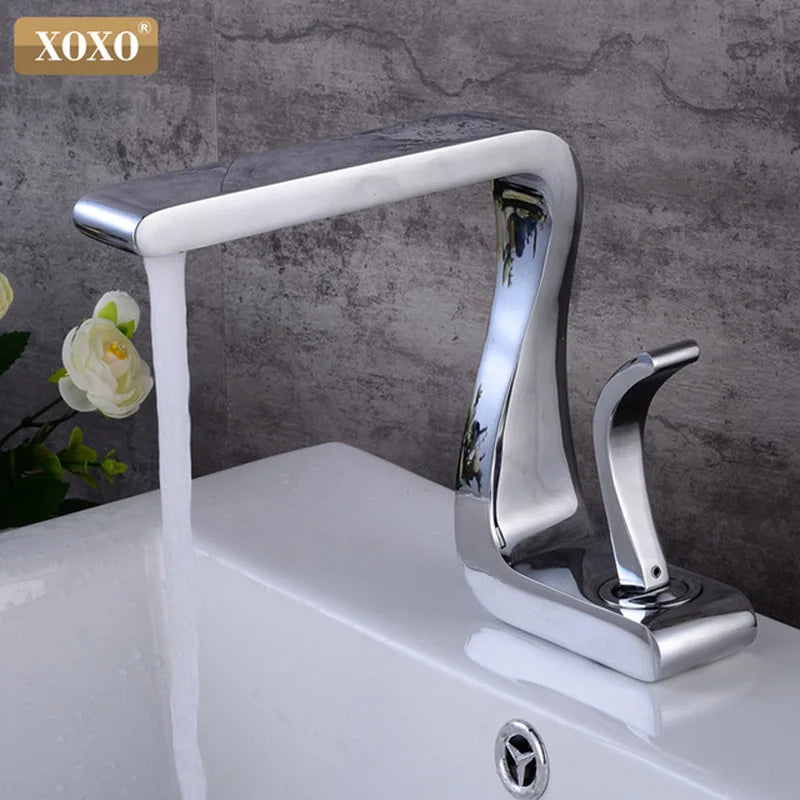DecorBites™ Black Brass Single Handle Basin Faucet, Deck Mounted Bathroom Sink Mixer